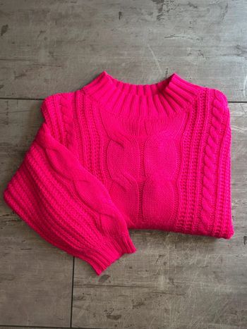 Pull d’hiver rose en maille tressée, taille unique