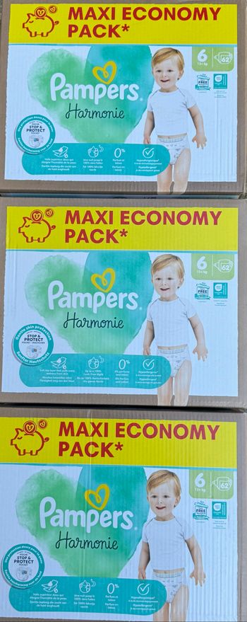 Lot de 186 couches pampers harmonie - taille 6 - 13 kg et + neuf