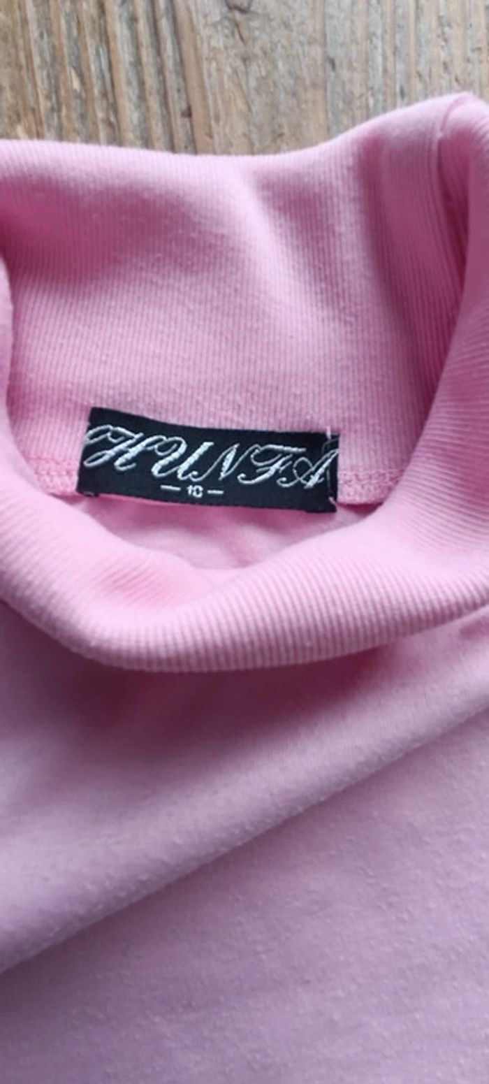 Pull rose col roulé fille 10 ans - photo numéro 4