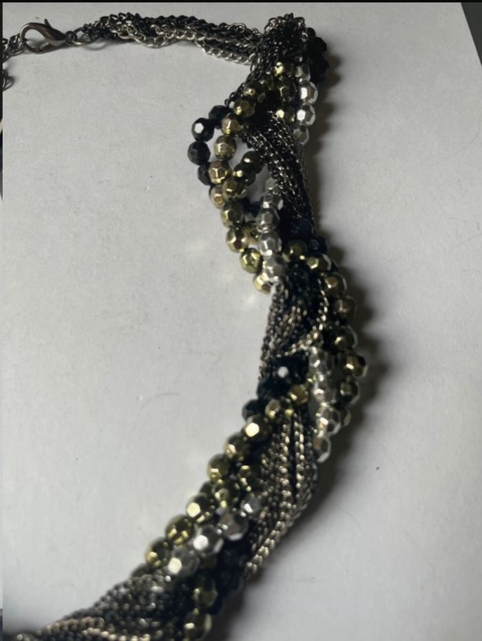 Joli collier fantaisie, noir gris G - photo numéro 3