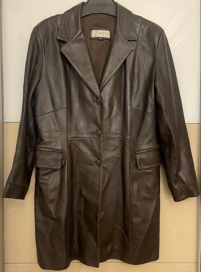 Trench en cuir marron XL - photo numéro 10