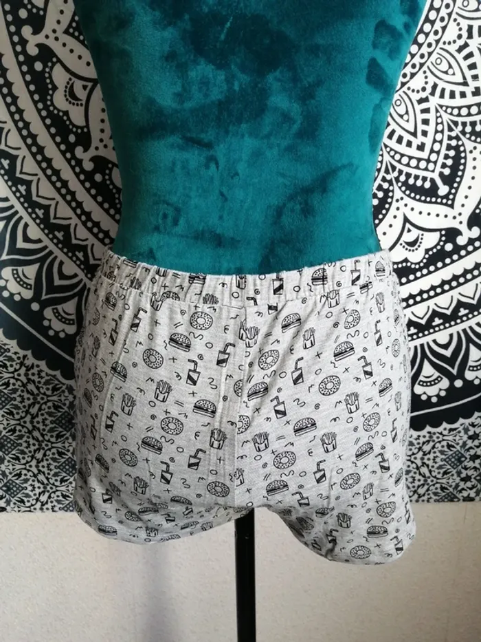 Short de pyjama gris à motifs fast food / undiz / (TU) - photo numéro 3