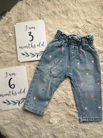 Pantalon jeans petit cœur rose 3 6 mois primark
