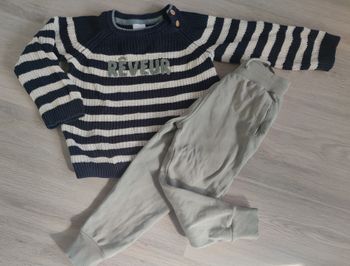 Pull marinière et pantalon vert pastel Tape à l'oeil Taille 3 ans