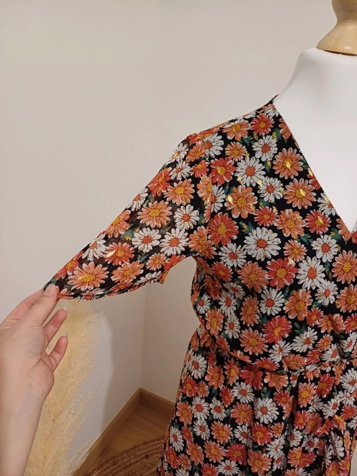 Robe cache-coeur Fleurie Flamant Rose taille M 38 - photo numéro 4