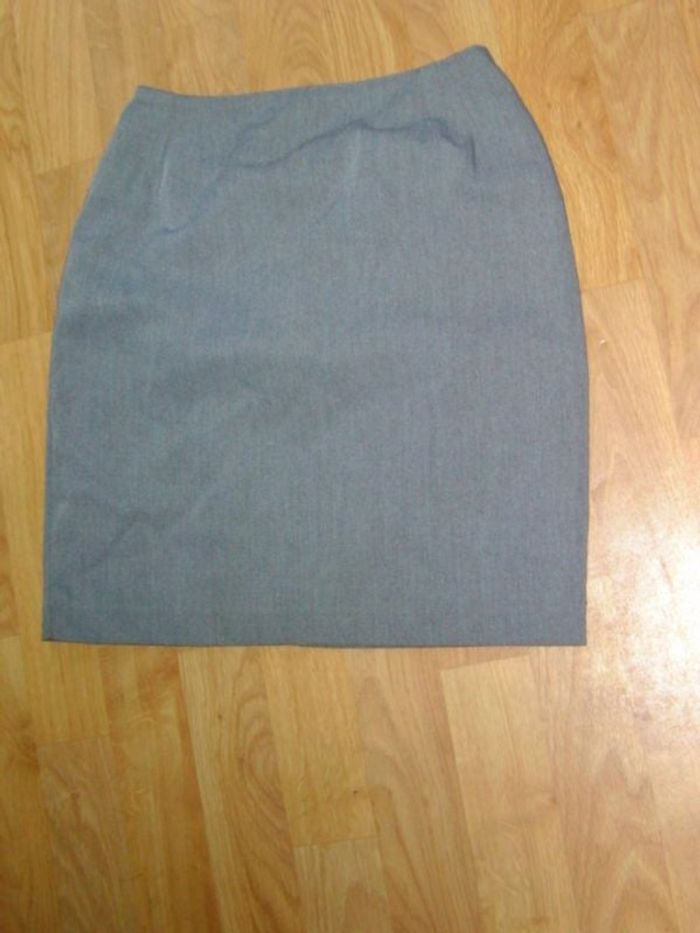 Jupe marron grisé droite habillée taille 34 TBE