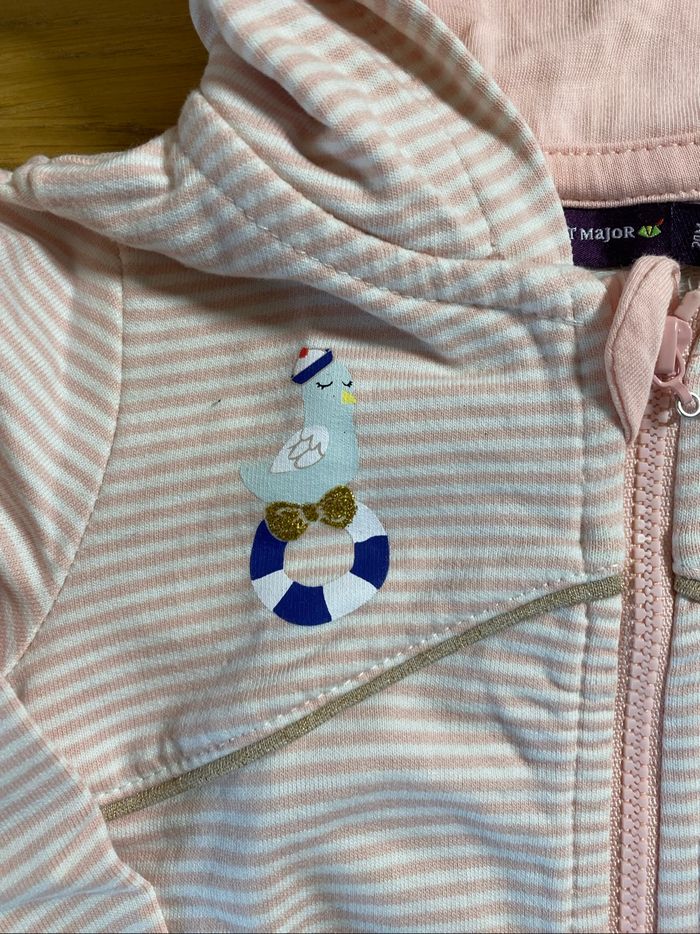 Sergent Major Sweat à capuche rose et blanc Taille 2 ans - photo numéro 4