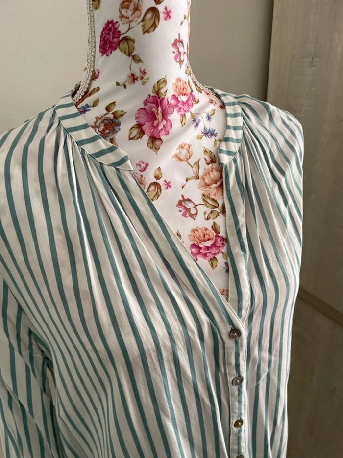 Chemise blanche à rayure verte - photo numéro 3