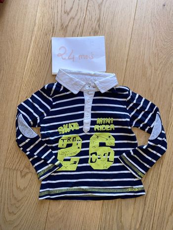 Polo rayé marine et blanc – Bébé Rêve – 26 mois