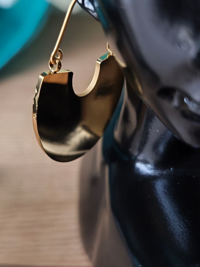 Boucles d'oreilles bohème/earrings dorées/ gold acier inoxydable - photo numéro 3