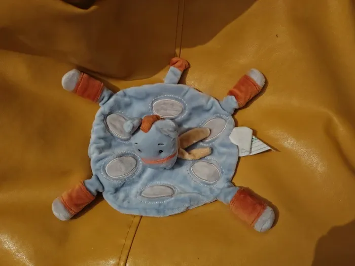 Doudou cheval rond bleu et orange kimbaloo environ 22cm - photo numéro 2