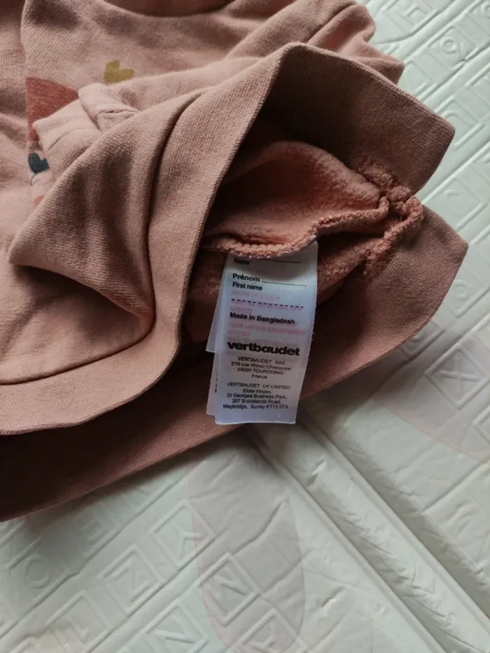 Petit sweat fille vieux rose 9 mois Vertbaudet 🐻 - photo numéro 4
