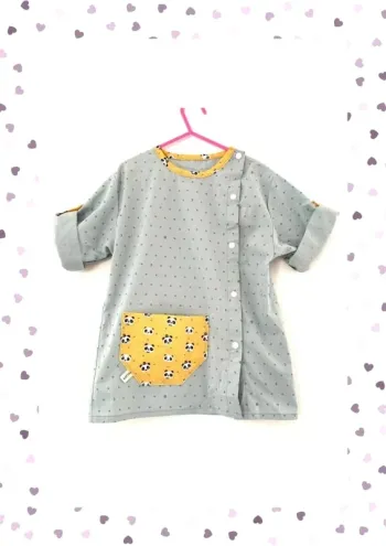 Tablier Enfant École Vert d’Eau & Panda Taille 3/4 ans
