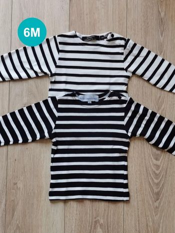 Lot 2 marinières Les petits coeurs à la mer 6 mois