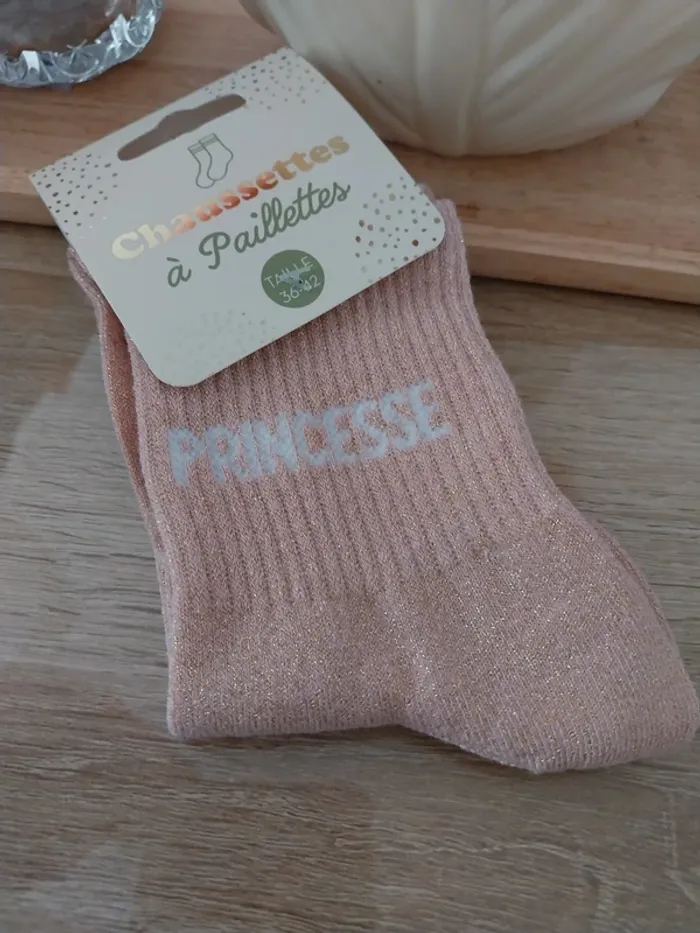 Chaussettes à paillettes Rose Princesse