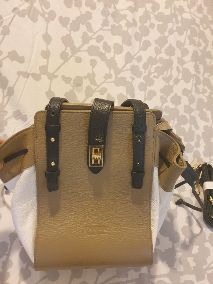 Sac neuf en cuir beige et blanc - photo numéro 5