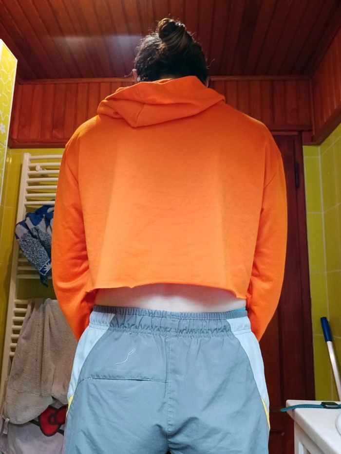 Sweat femme court orange fluo - photo numéro 7