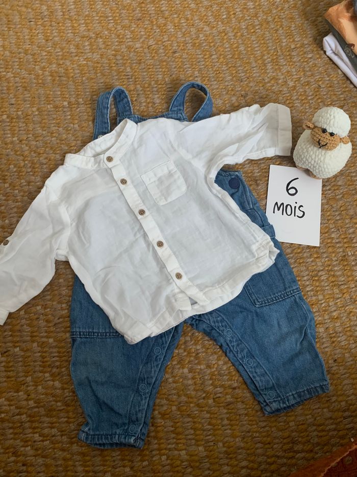 Ensemble salopette chemise 6 mois - photo numéro 5