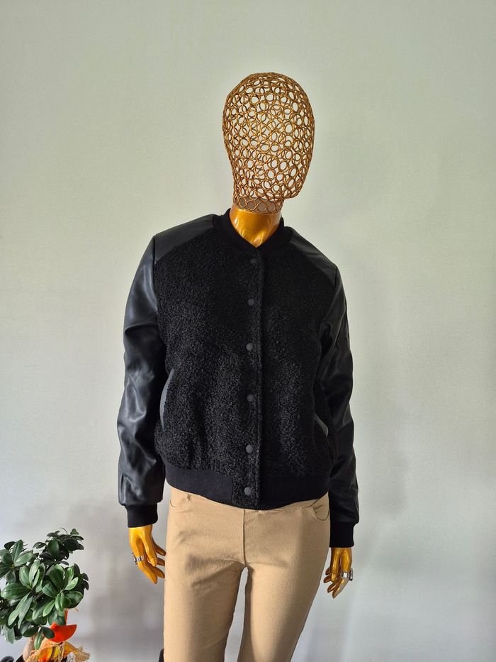 Manteau court Femme Simili-Cuir Noir Taille M/38