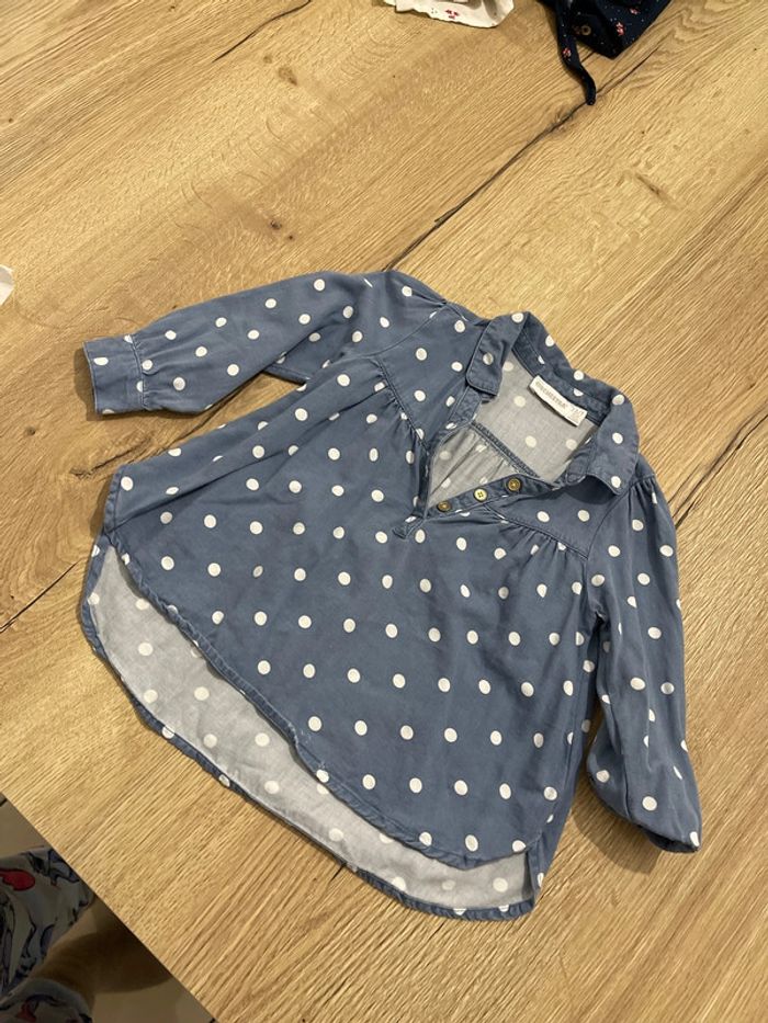 Blouse bleu à pois