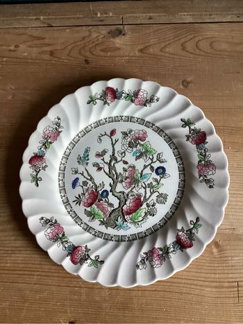 assiette plate colorée à la main arbre indien Myott Staffordshire