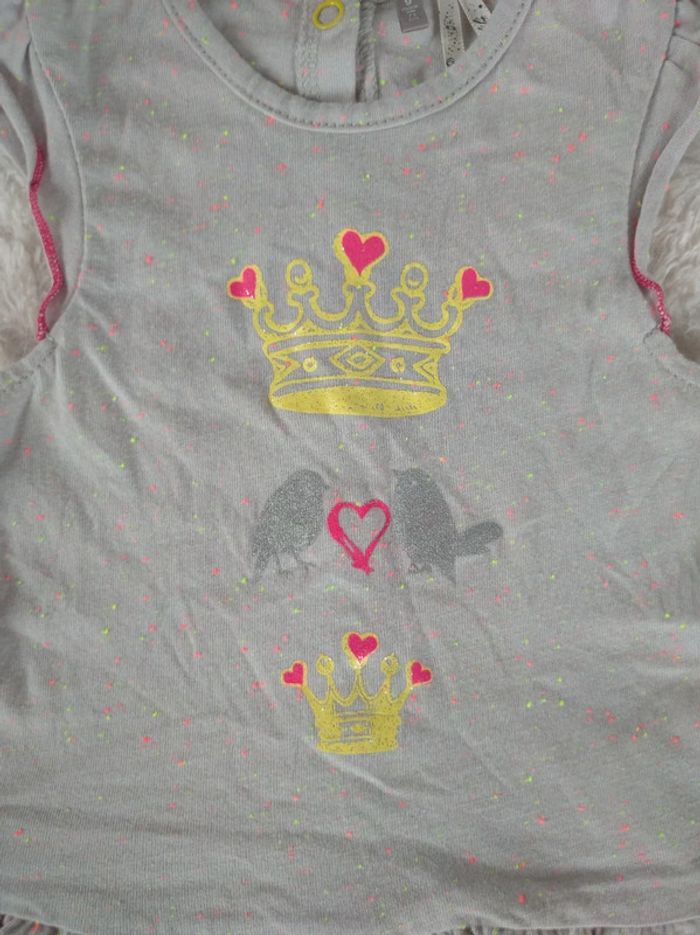 Robe courte ou tunique manches courtes Fille 9 mois Couronne Cœur oiseau Orchestra - photo numéro 5