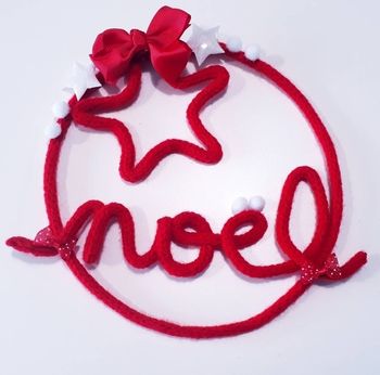 Décoration noël rouge tricotin attrape rêve (20 cm) cadeau noël