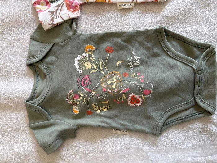 Lot de 2 bodies bébé “Petit Béguin” Fleurs & Nature – 3 mois (62 cm) - photo numéro 3