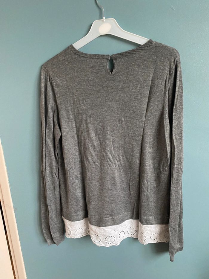 Joli petit pull fin gris avec dentelle pimkie - photo numéro 4