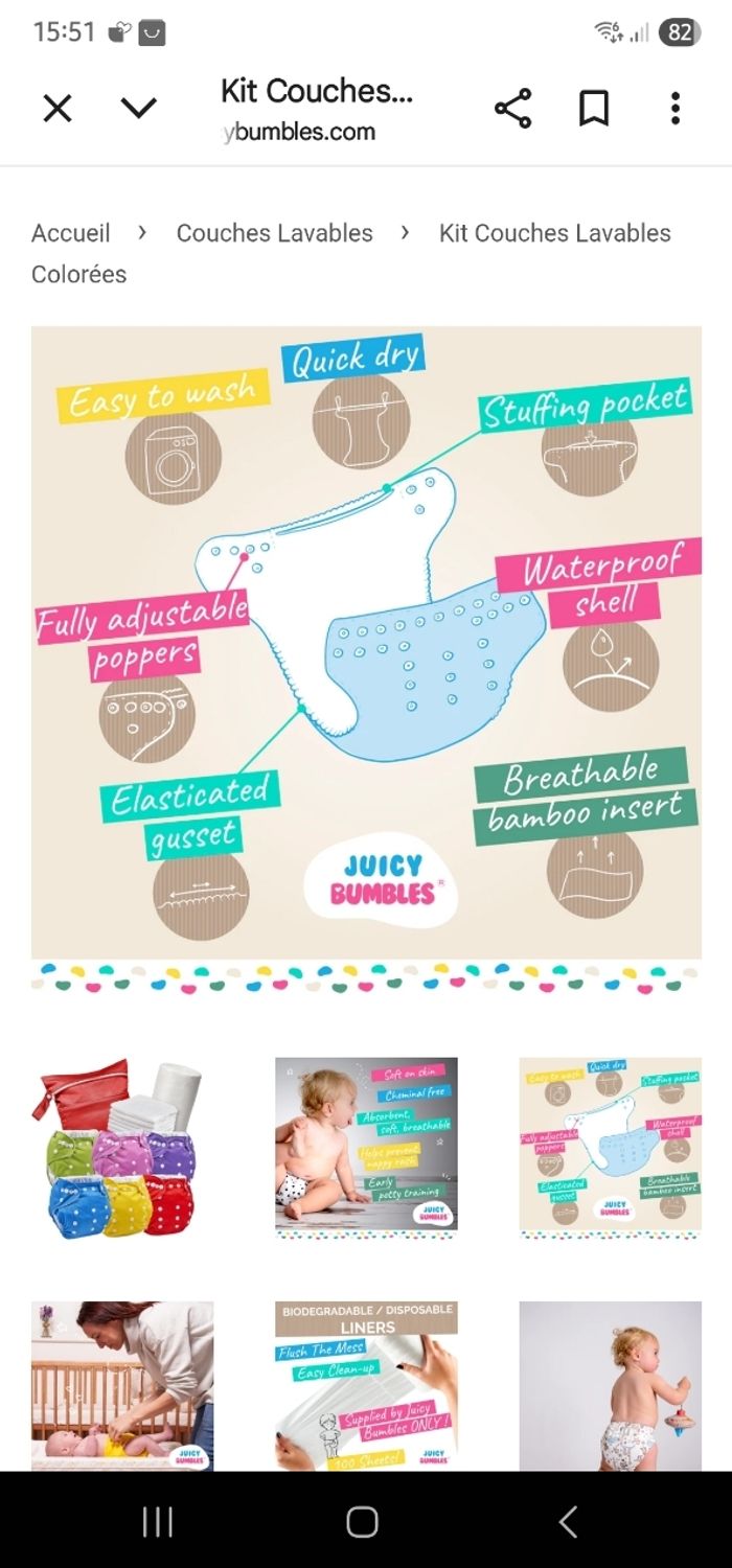 Kit couches lavables evolutive juicy bumbles - photo numéro 5