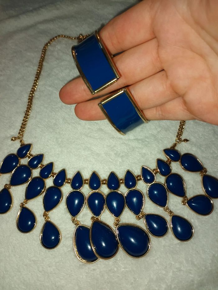 Lot collier bracelet bleu - photo numéro 2
