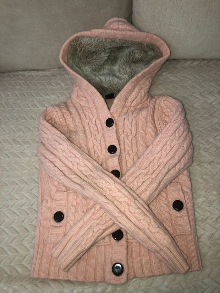 🌼Gilet torsadé à capuche fourré Gap🌼