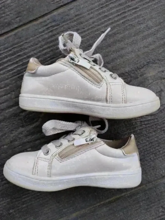 👟 Baskets Fille Pointure 25 Blanche & Dorée – Boutique Indépendante 💛 - photo numéro 4