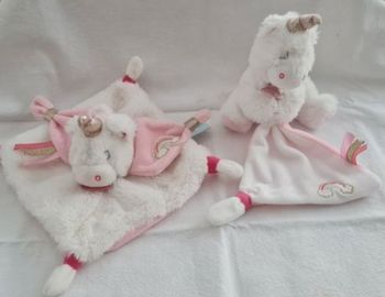 Lot de 2 doudous Licorne Arc-en-ciel Baby Nat