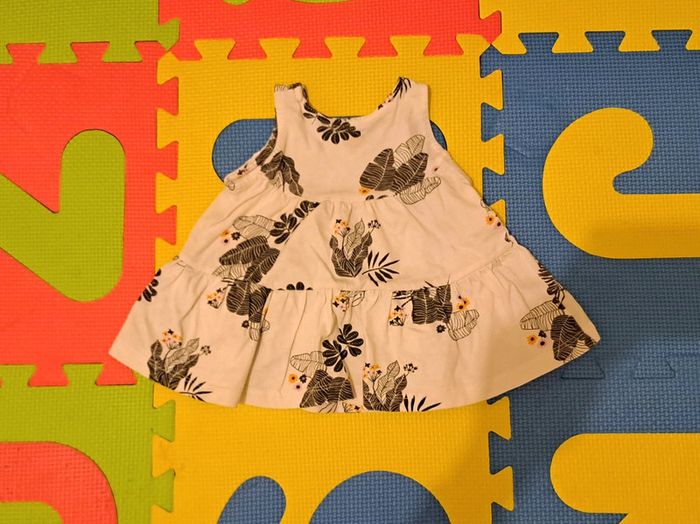 Débardeur tunique blanc noir feuilles, cool club, taille 12 mois (74 cm) - photo numéro 2