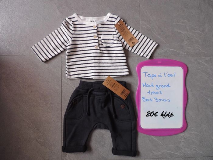 ensemble tape à l'oeil bas taille 3 mois haut grand 1 mois