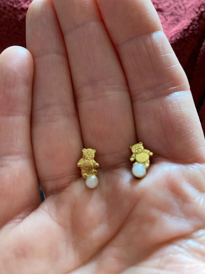 Boucles d’oreilles, enfants, plaqué or - photo numéro 2