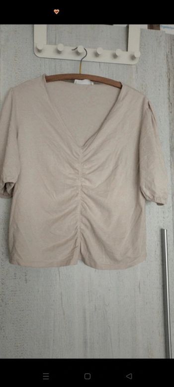 Tee shirt crop top beige