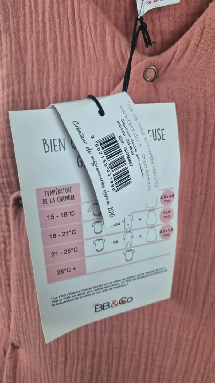 Gigoteuse BB&Co – 0/6 mois – TOG 3.3 – Rose Terre Cuite - A9 - photo numéro 5