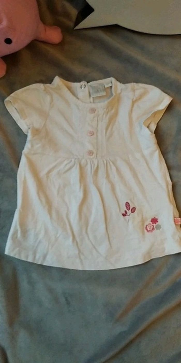 Haut Tee shirt Tunique Blouse manches courtes Fille 6 mois 100% coton Cadet Rousselle - photo numéro 2