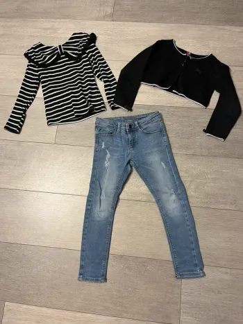 Ensemble 3 pièces noir et jean 6 ans fille