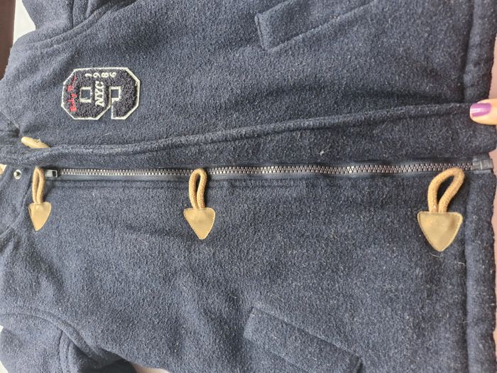 Duffle-coats zippé capuche 36 mois Tape à l'oeil Bleu marine camel écusson Baby Team NYC 1986 - photo numéro 2