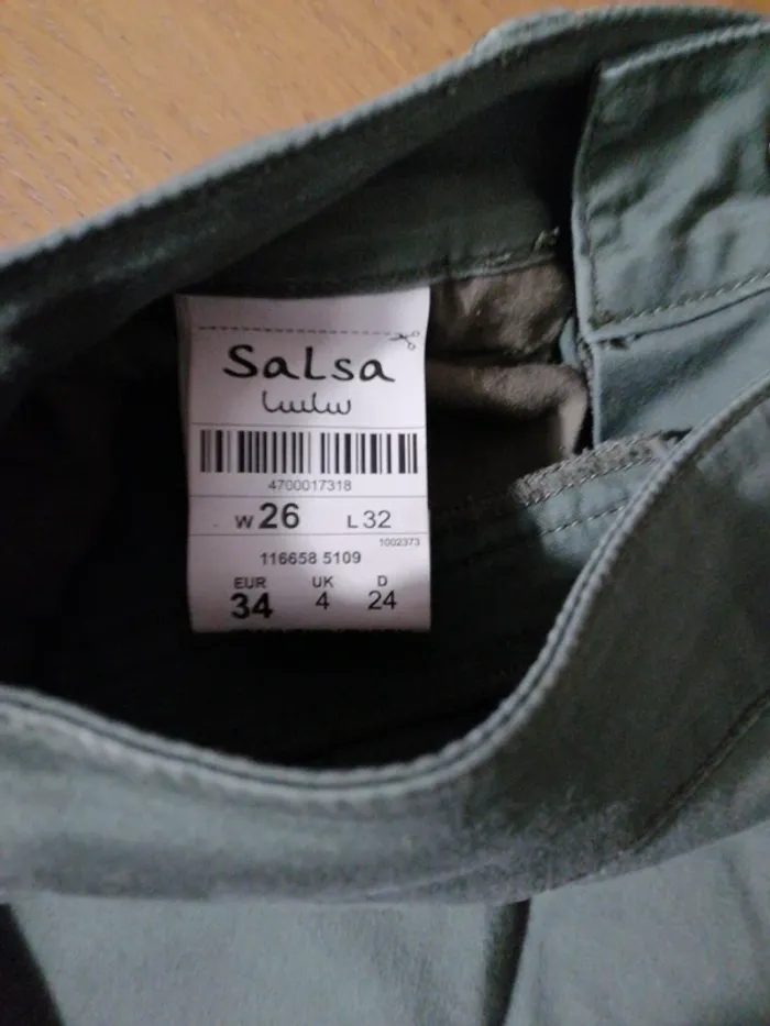 Pantalon vert kaki Marque salsa Taille 34 - photo numéro 8