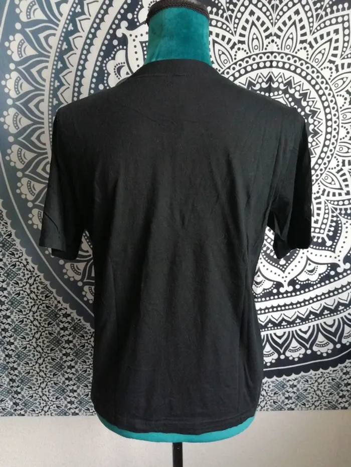 Tee-shirt noir basique écriture original col montant / H&M / (S) - photo numéro 4