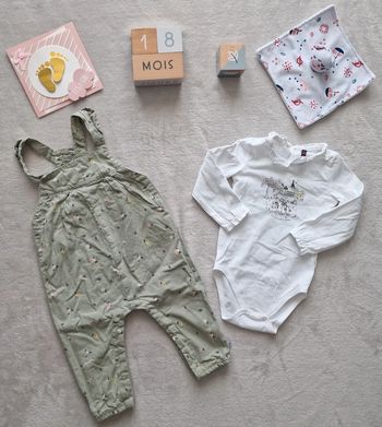 Ensemble Body + Salopette kaki - 18M - Sergent Major (TBE)