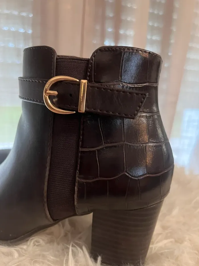 Bottines marrons effet crocodile - photo numéro 5
