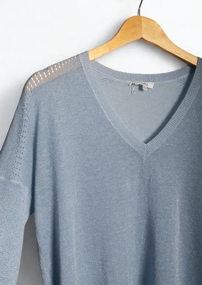 Pull fin bleu irisé Yuka Paris Taille 3 - photo numéro 2