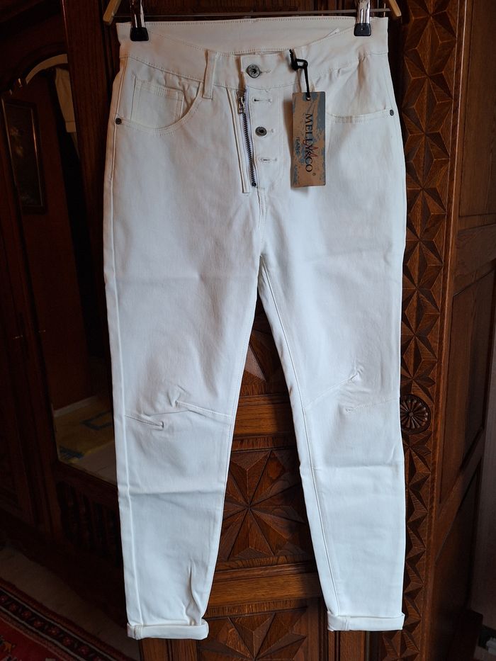 Jeans huile blanc casse Mino du sud taille M neuf - photo numéro 2