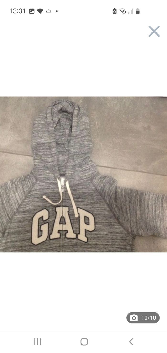 Veste zippée à capuche grise Gap XS - photo numéro 10