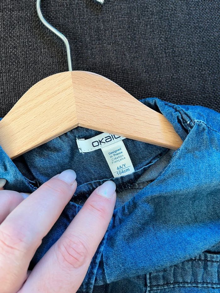 Combinaison short en jean 4 ans Okaidi - photo numéro 4
